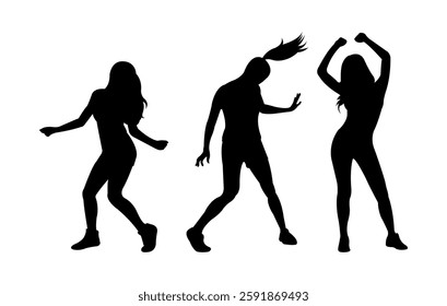 Dancing Women Silhouettes on Black Colour