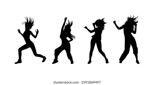 Dancing Women Silhouettes on Black Colour