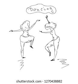 Dancing women. Vector illustration.