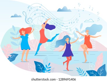 Dancing women vector illustration.