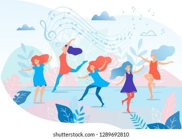 Dancing women vector illustration.