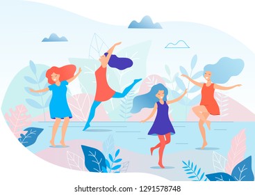 Dancing women vector illustration.