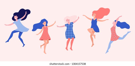 Dancing women vector illustration.