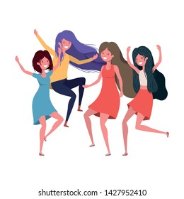 dancing women in white background