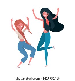 dancing women in white background