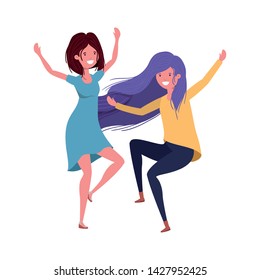 dancing women in white background