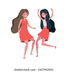 dancing women in white background