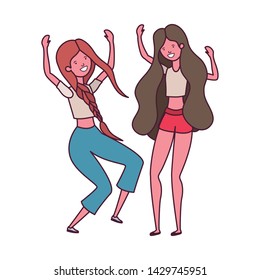 dancing women in white background