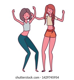 dancing women in white background