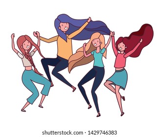 dancing women in white background