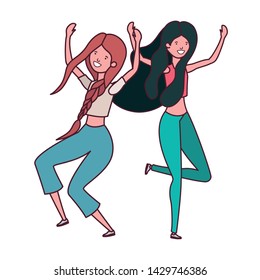 dancing women in white background