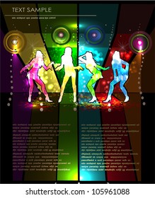 Dancing young woman background. Web page template