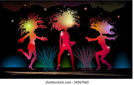 Dancing young woman background. Web page template
