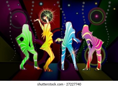 Dancing young woman background. Web page template