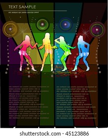 Dancing young woman background. Web page template