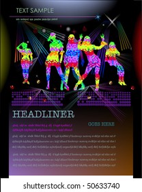 Dancing young woman background. Web page template