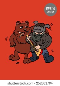 Dancing-Russian-bear-and-man. Stereotype