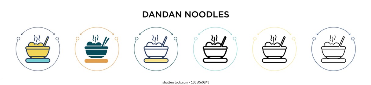 Dandan noodles icon in filled, thin line, outline and stroke style. Vector illustration of two colored and black dandan noodles vector icons designs can be used for mobile, ui, web