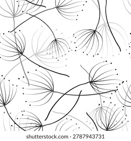 Dandelion in abstract style on soft background. Seamless pattern abstract design. Vintage dandelion, great design for any purposes.
