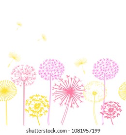 dandelion  background. delicate soft background. greeting card. vector meadow illustration. 