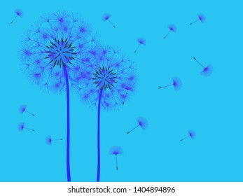 Dandelion background for your design. The wind blows dandelion seeds. Template for posters, wallpapers, cards. Vector illustration.