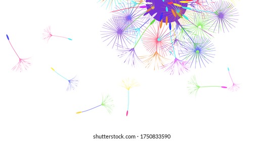Dandelion background for your design. The wind blows dandelion seeds. Natural background. Brochure creative design. Vector template.
