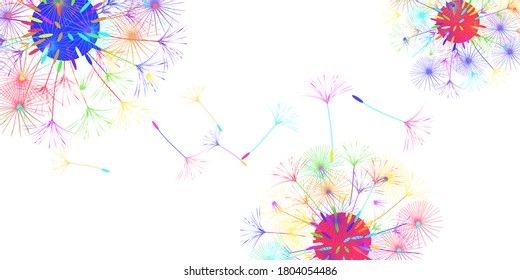 Dandelion background for your design. The wind blows dandelion seeds. Floral background. Brochure creative design. Vector template.