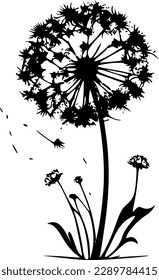 Dandelion | Black and White Vector illustration