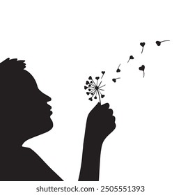 Dandelion blows in the wind and makes a wish