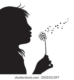 Dandelion blows in the wind and makes a wish