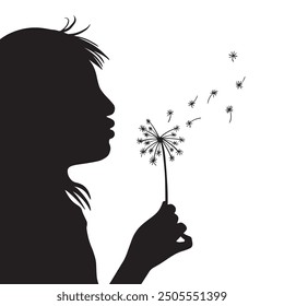 Dandelion blows in the wind and makes a wish