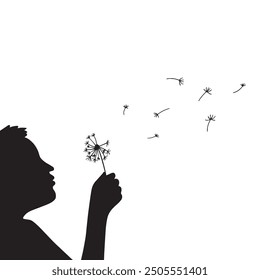 Dandelion blows in the wind and makes a wish