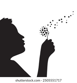 Dandelion blows in the wind and makes a wish