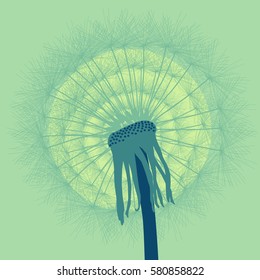 Dandelion with buds vector background vintage colors