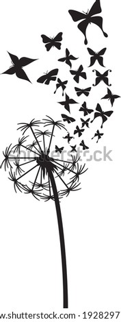 Dandelion with butterflies vector illustration