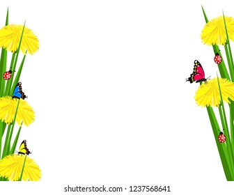 Dandelion butterfly ladybug background