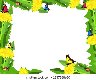 Dandelion butterfly ladybug background