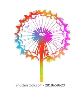 Dandelion colored Hand drawn. Not AI, vector illustration