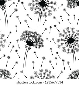 dandelion cute abstract botanical seamless vector pattern