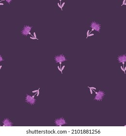 Dandelion cute seamless pattern. Hand drawn meadow background. Repeated texture in doodle style for fabric, wrapping paper, wallpaper, tissue. Vector illustration.