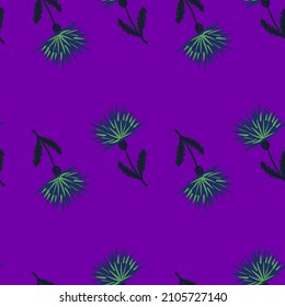Dandelion cute seamless pattern. Hand drawn meadow background. Repeated texture in doodle style for fabric, wrapping paper, wallpaper, tissue. Vector illustration.