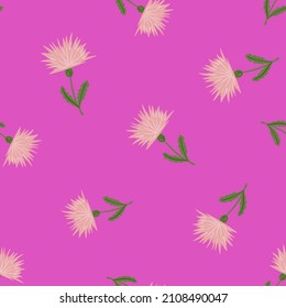 Dandelion cute seamless pattern. Hand drawn meadow background. Repeated texture in doodle style for fabric, wrapping paper, wallpaper, tissue. Vector illustration.