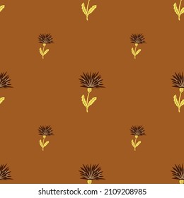 Dandelion cute seamless pattern. Hand drawn meadow background. Repeated texture in doodle style for fabric, wrapping paper, wallpaper, tissue. Vector illustration.