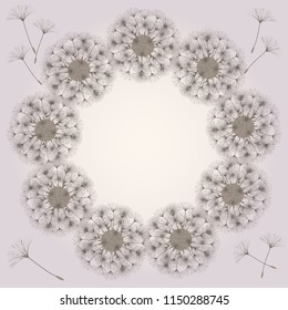 Dandelion for design. Abstract background . The wind blows the seeds of a dandelion. Template for posters, wallpapers, posters. Vector illustrations.