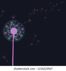 Dandelion for design. Abstract background . The wind blows the seeds of a dandelion. Template for posters, wallpapers, posters. Vector illustrations.