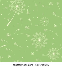dandelion down on a green background