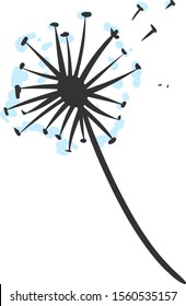 Dibujo de Dandelion, ilustración, vector sobre fondo blanco.