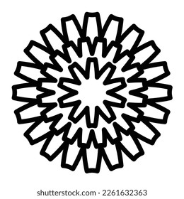 Dandelion, editable icon. Blooming flower head. Symbol of sun, romantic gift and sign of optimism. Volume petals, top view. Great botanical illustration, thin strokes, flat vector, line icon
