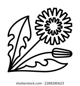 Lüster, bearbeitbares Symbol. Blühende Blume mit Blättern. Gartenpflanze, Unkraut mit großer Blüte. Perfekte botanische Illustration für ein Label, Geschäft, Layout. Bearbeitbare dünne Striche, flacher Vektorgrafik, Linie 