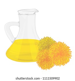 Dandelion essential oil vector illustration. Aromatherapy. Health care